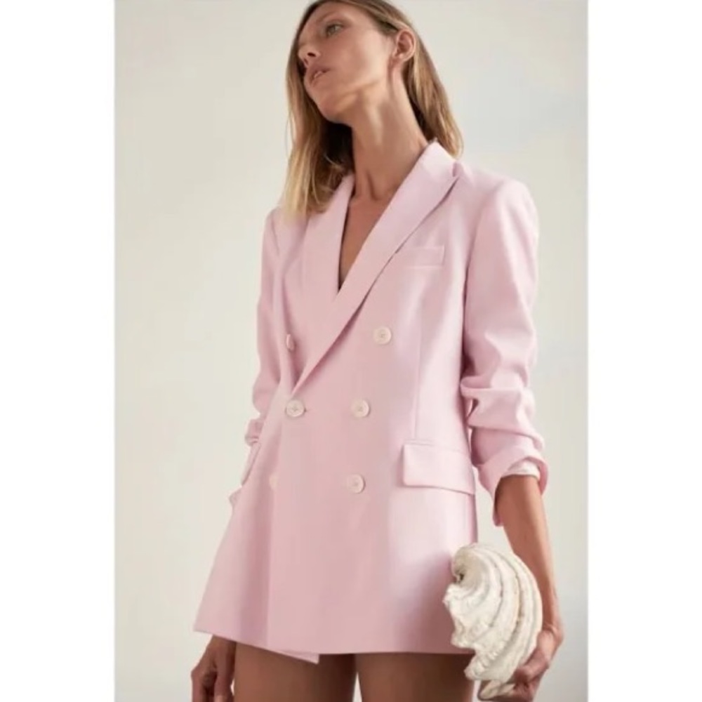 Zara Baby Pink Pastel Double Breasted Blazer Size M Medium